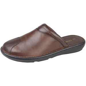 Roamers Mens Leather Clogs / Brown